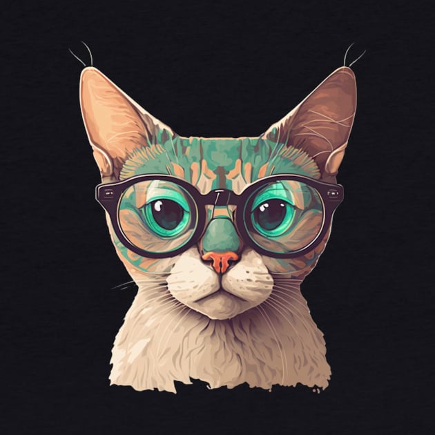 Fashionable Cat with Glasses by gibah